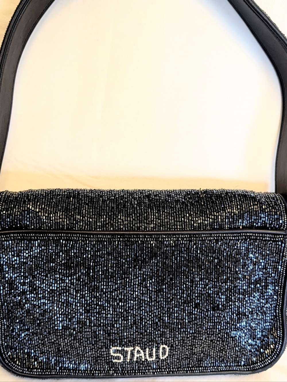 STAUD Tommy Beaded Bag Navy Sparkle - Picture 2 of 11